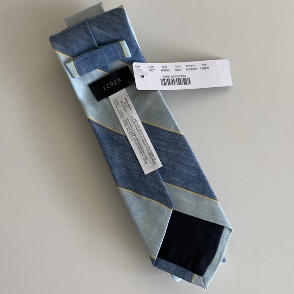 J. Crew silk-linen tie in blue variegated stripe - Picture 3 of 3